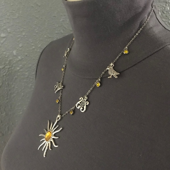 “Apollo: God of the Sun" Greek Roman Mythology Handmade Necklace, Lyre, Wolf - Picture 5 of 14